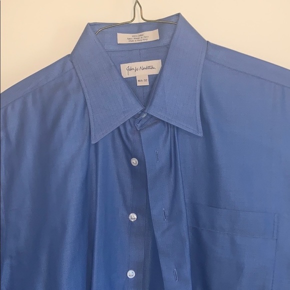 John W Nordstrom Blue Herringbone Dress Shirt - Picture 2 of 7